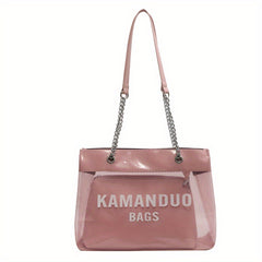 Large Shoulder Tote Bag with Transparent Jelly Design