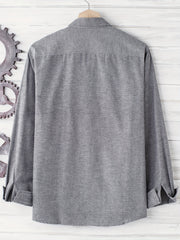 Men's Solid Button Down Long Sleeve Shirts with Pockets