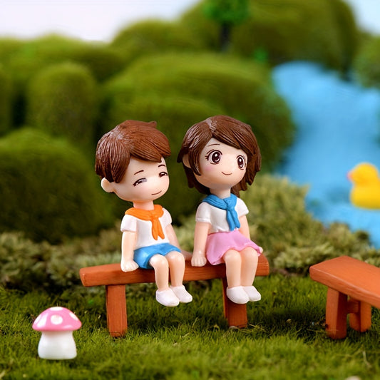 3pcs Couple Ornaments Fairy Garden Home Decor Yard Decoration Resin Crafts