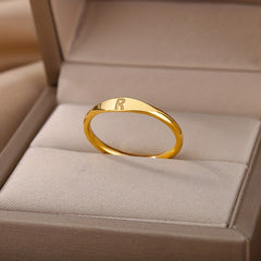 Golden & Platinum Stainless Steel Men's 26 Letters Carved Ring