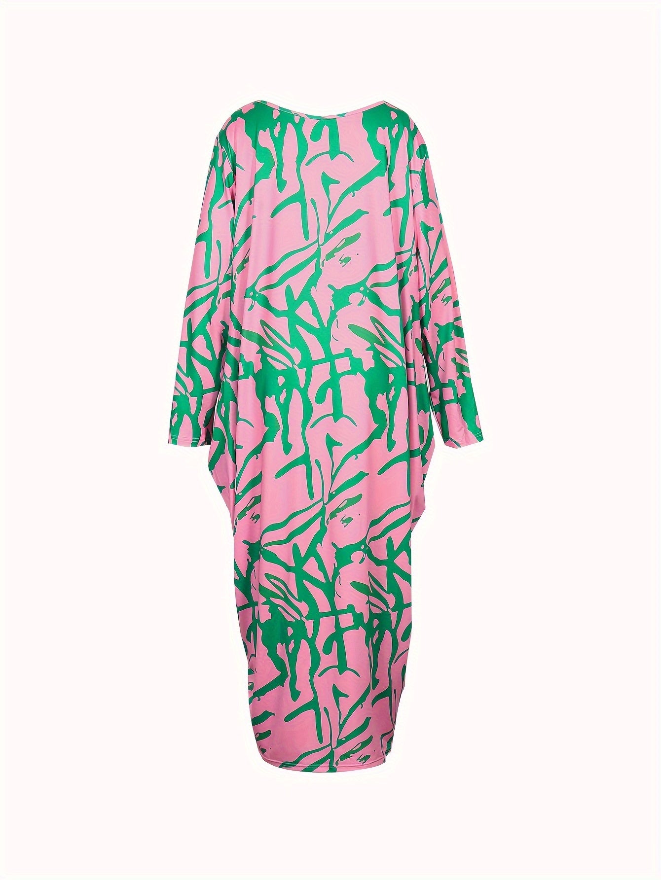 Print Long Sleeve Maxi Dress With Pockets