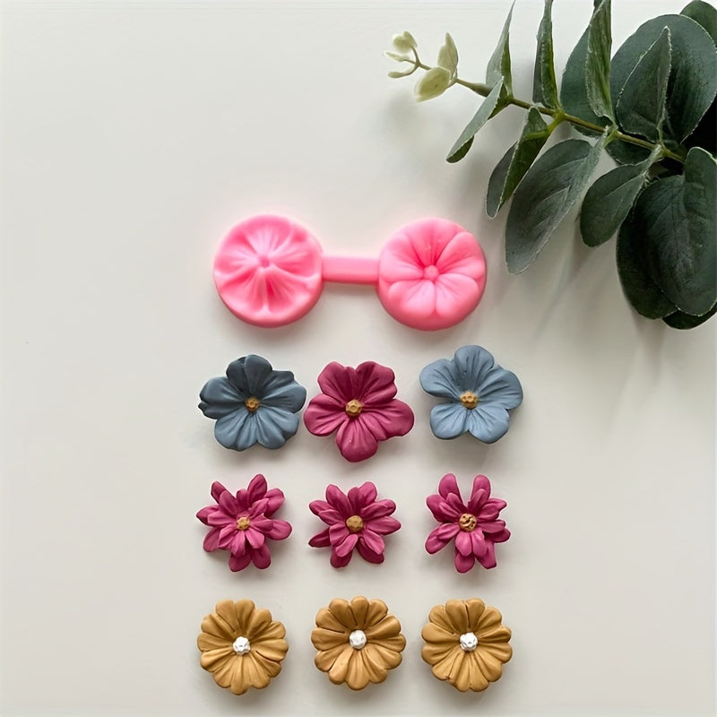 Flower Press Silicone Mould Polymer Clay Cutters Roses Earrings Pendant Making