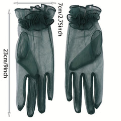 Ruffles Lace Gloves Solid Women Decorative Dress Gloves Bridal Wedding Gloves