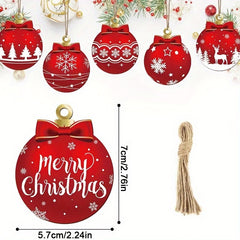 12pcs Rustic Wooden Christmas Ornaments Xmas Festive Ball & Gnome Pendants