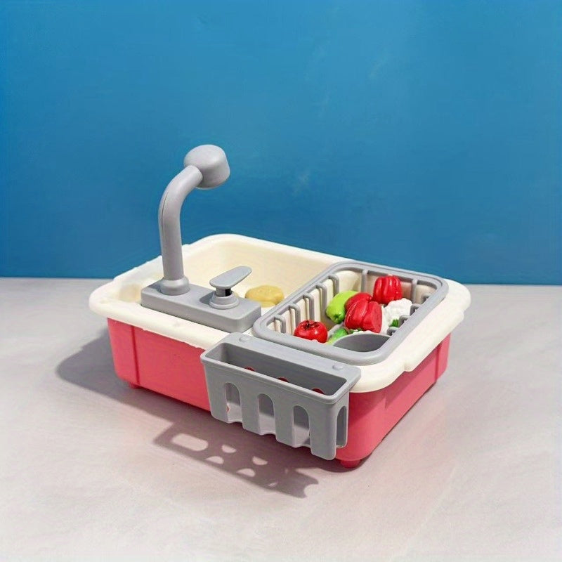 Dollhouse Kitchen Scene with Vegetable Sink and Dish Stand