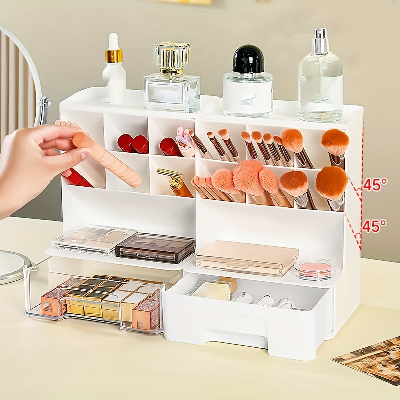 Makeup Organizer with Brush Holder and Drawer