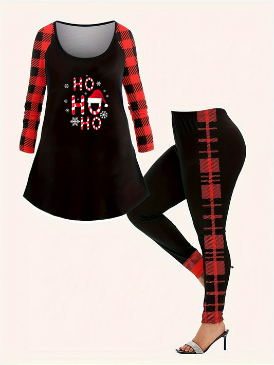  Christmas Casual Outfits Set Women's Plus Christmas Hat