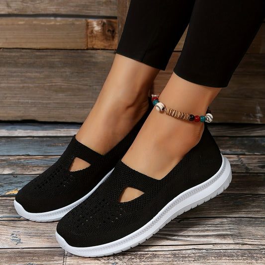 Women's Cut Out Knitted Sneakers Casual Slip On Shoes