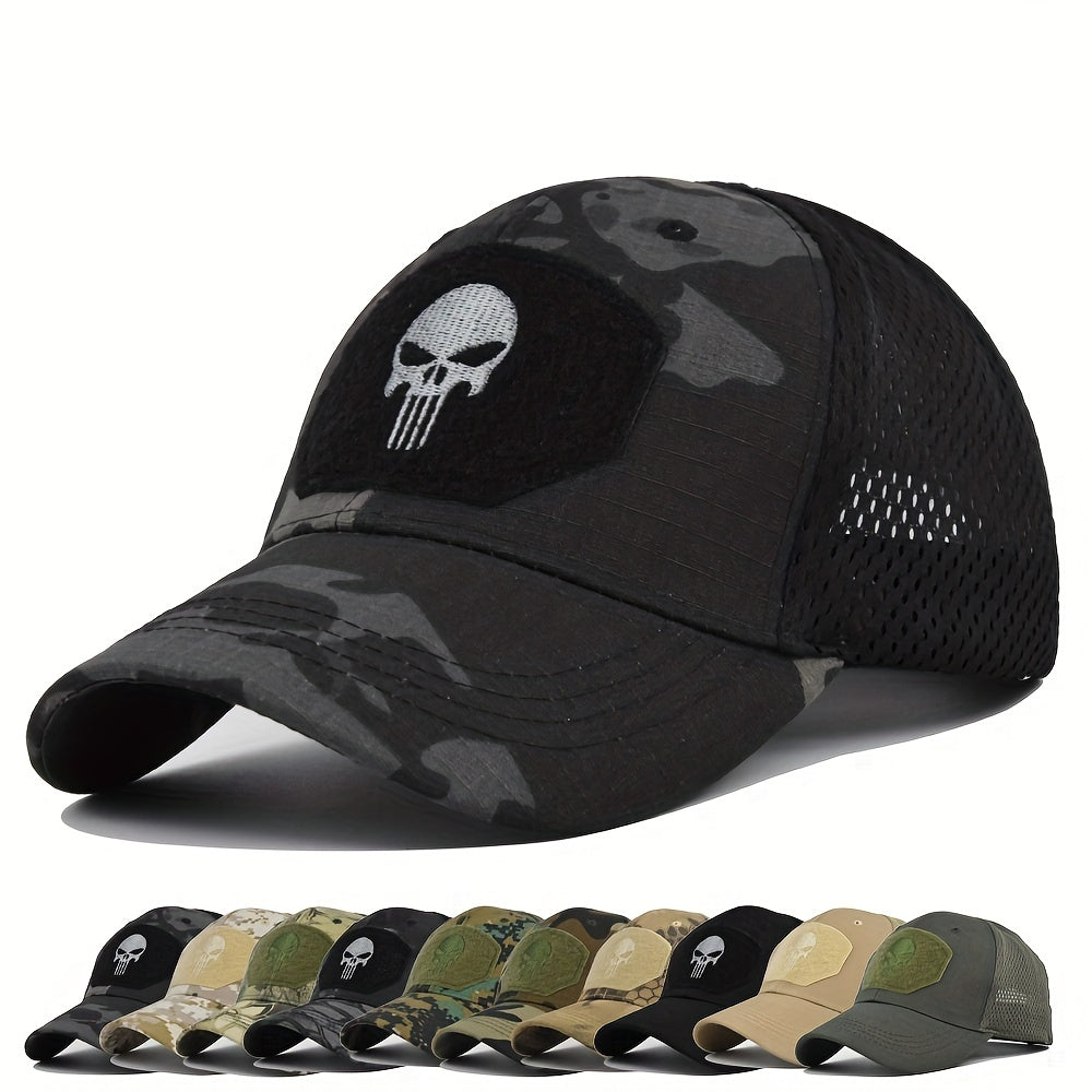Camouflage Baseball Cap Skull Embroidery Patch Tactical Mesh Trucker Hat