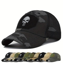 Camouflage Baseball Cap Skull Embroidery Patch Tactical Mesh Trucker Hat