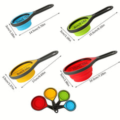 4pcs Folding Measuring Cups & Spoons Set Silicone Graduated Spoons