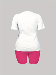 Women's Plus Letter Print Tee & Shorts Set