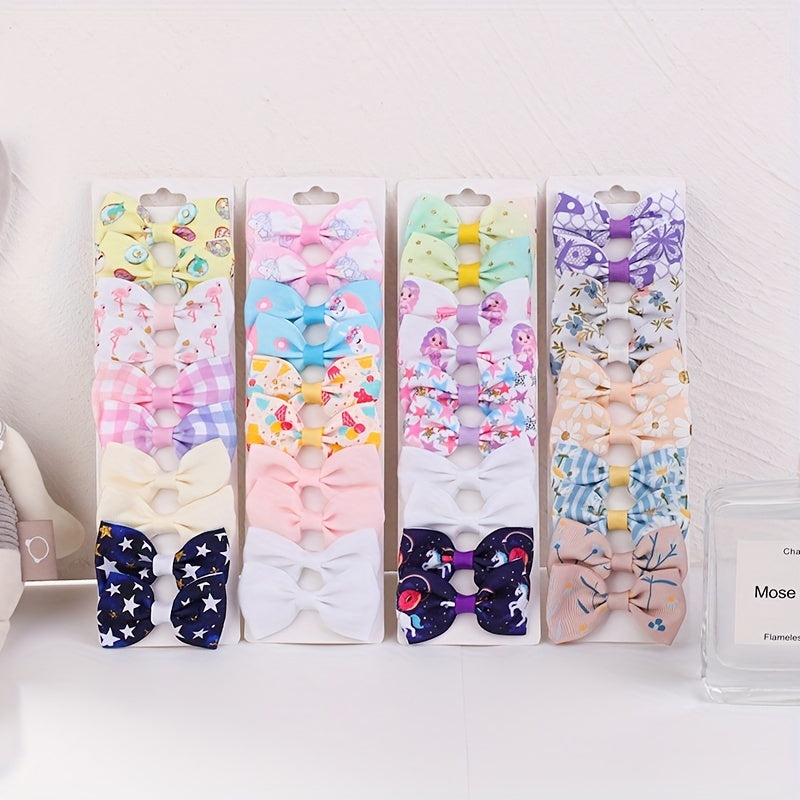 10pcs Unicorn Print Bow Hair Clip Prom Girls Hair Accessories