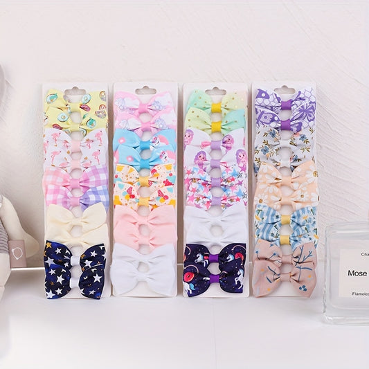 10pcs Unicorn Print Bow Hair Clip Prom Girls Hair Accessories