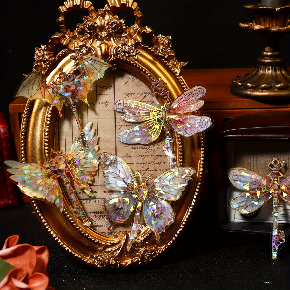 10pcs Retro Butterfly Bronzing Journal Collage Stickers Pack