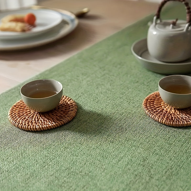 Green Burlap Farmhouse Table Runner 33" Rustic Woven Dining Everyday Use