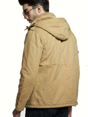 Men's Softshell Hooded Windbreaker Jacket with Pockets