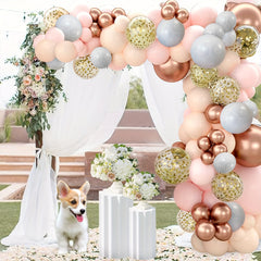 Beige Pink Party Balloons Set 120pcs