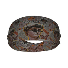Cartoon Print Sports Headband Sweat Wicking Stretchy Breathable Polyester