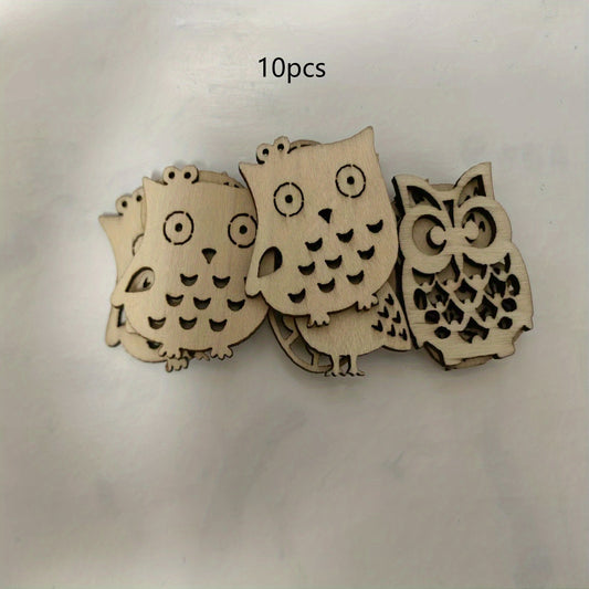 10pcs Wooden Owl Mix Shapes 1.5in DIY Perfect for Painting & Decoration