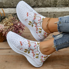 Women's Rhinestone Sock Shoes Dragonfly Slip On Trainers