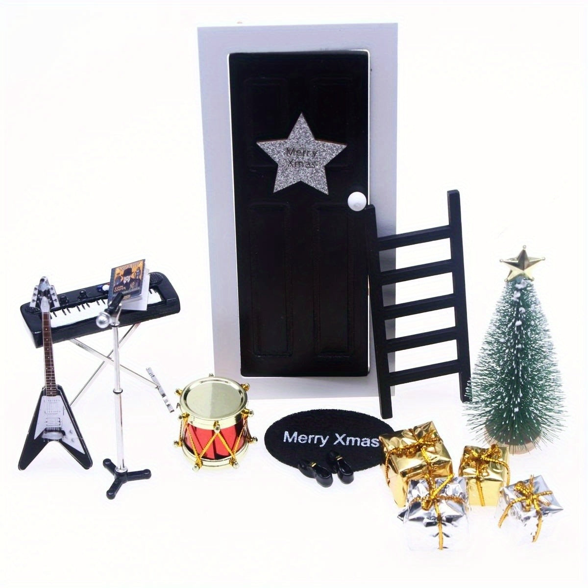 Mini Piano & Key Keyboard Set for Dollhouse Scenes