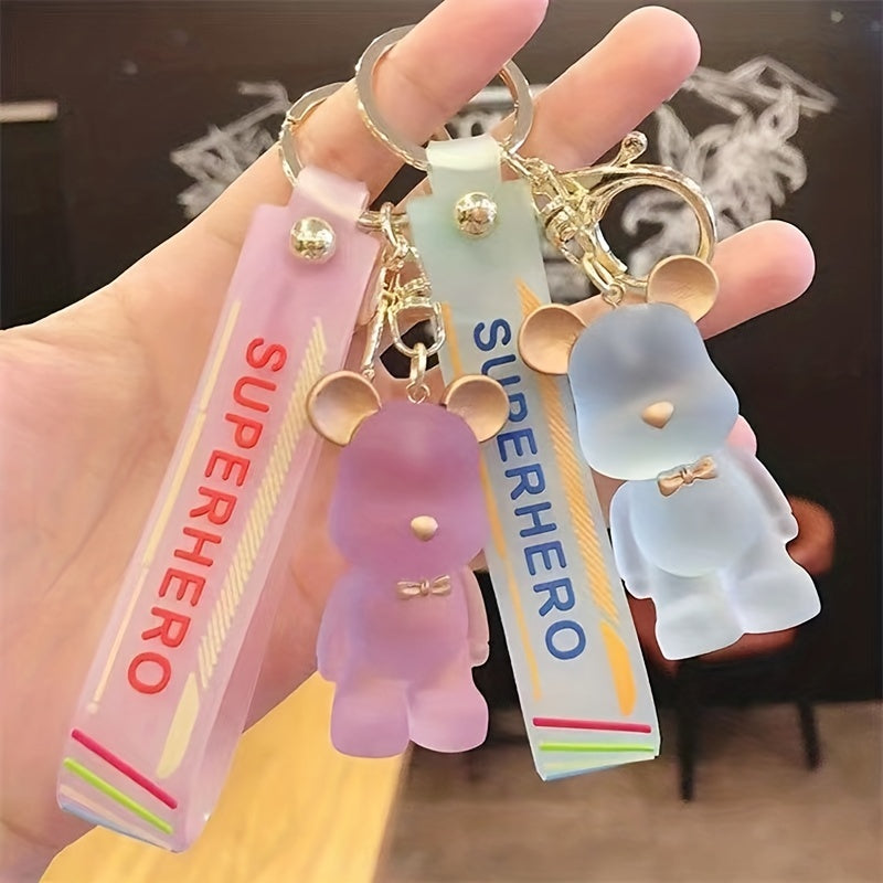 Crystal Bear Silicone Keychain Pendant for Men Car Bag Doll Ornament