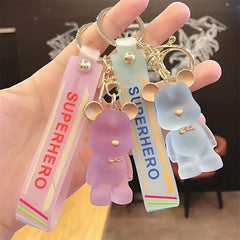 Crystal Bear Silicone Keychain Pendant for Men Car Bag Doll Ornament
