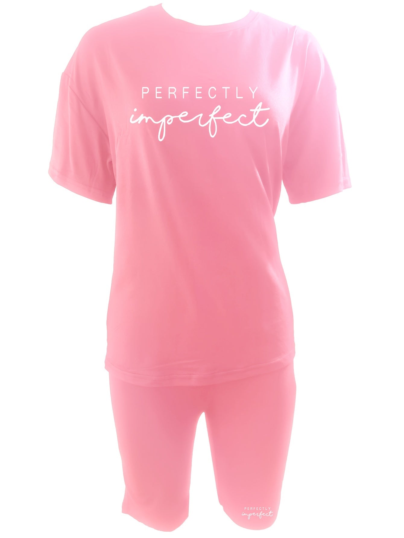 Letter Print 2pc Set Casual T shirt & Biker Shorts Outfits Women's Clothing