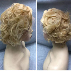 Short Curly Lace Front Wig Red 99j Blonde Purple Human Hair Wig