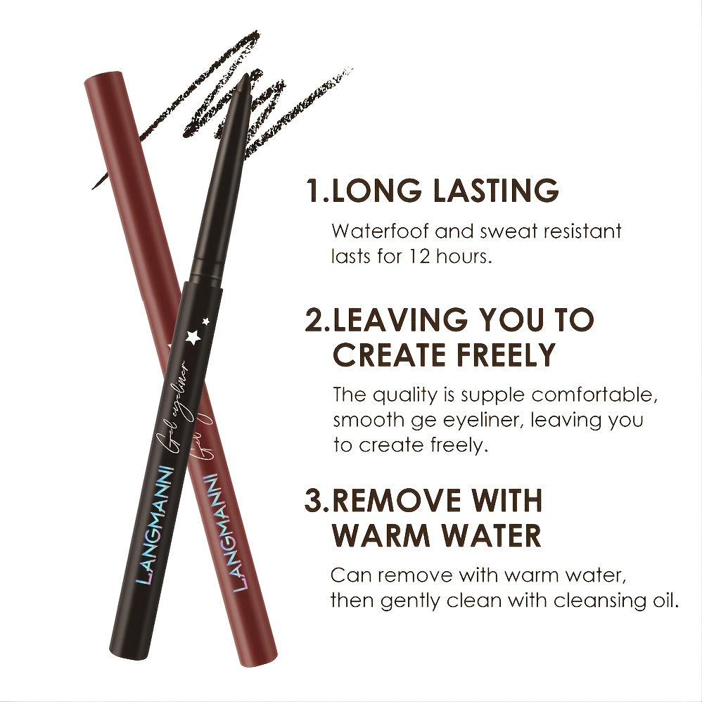 Retractable Creamy Eyeliner Pen Waterproof Smudge Proof Brown