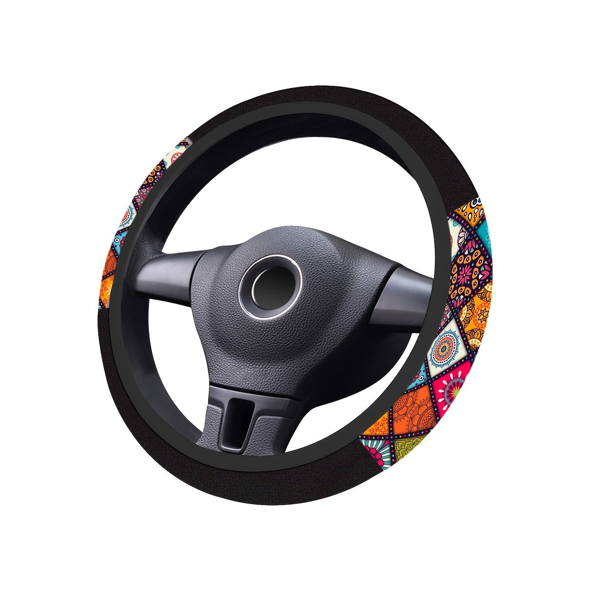 Vintage Style Print Car Steering Wheel Cover Universal 15 Inch