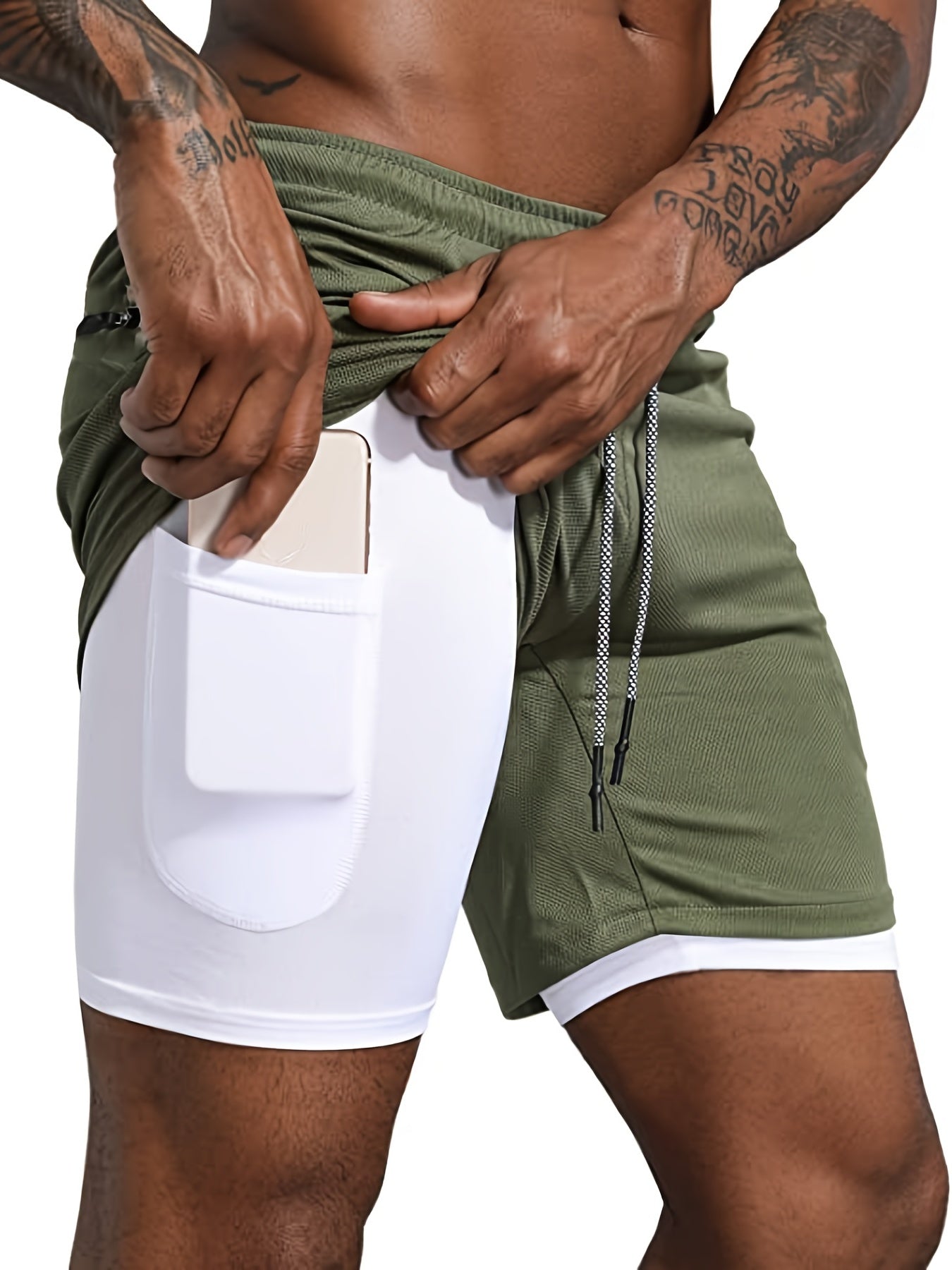 Men's 2 In 1 Lightweight Cotton Training Shorts
