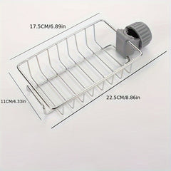Kitchen Faucet Rack Sink Caddy Organizer Hanging Drainer Stainless Steel Storage