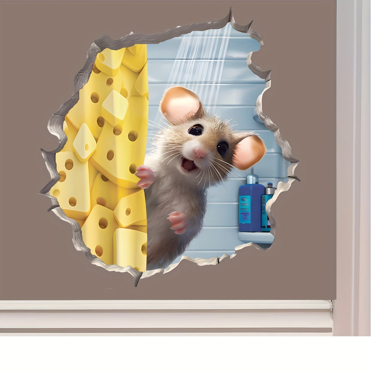 Mouse Bath Wall Stickers Bedroom Living Room Waterproof Self-adhesive