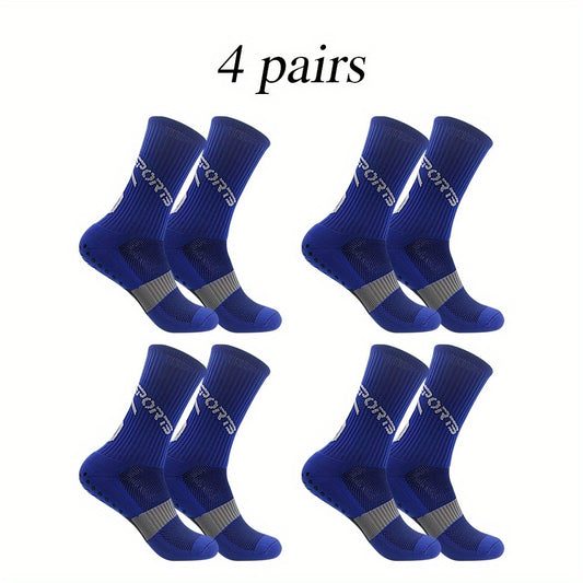 4 Pairs Athletic Anti-slip Football Socks For Men And Women