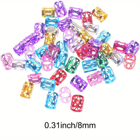 50pcs Dreadlocks Beads Hair Braid Rings Clips Metal Cuffs Hair Jewelry