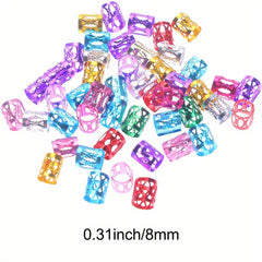 50pcs Dreadlocks Beads Hair Braid Rings Clips Metal Cuffs Hair Jewelry