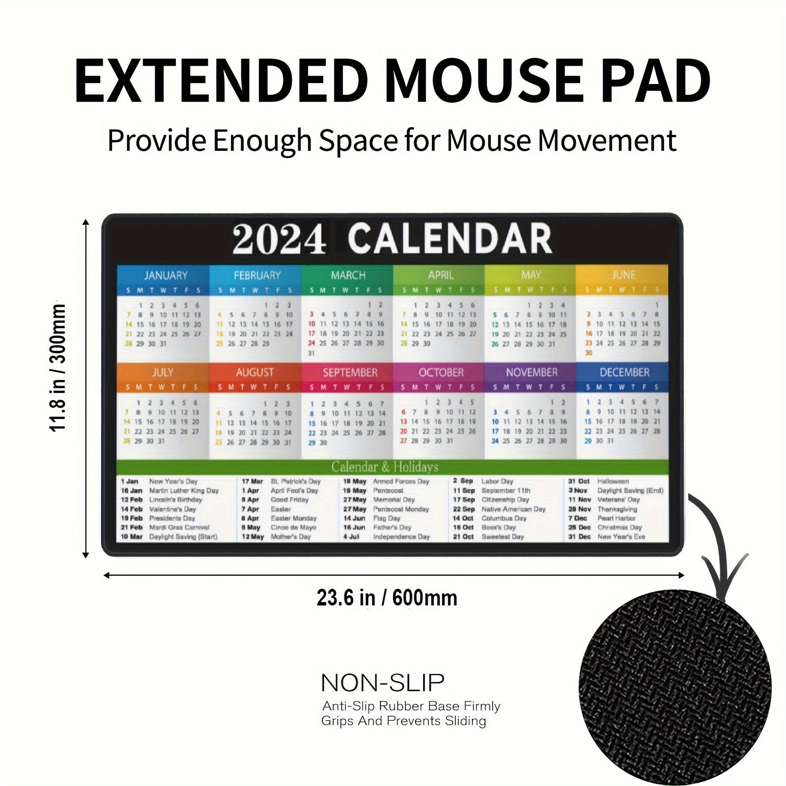 Large Desk Calendar Mouse Pad Non-slip Rubber for Office Laptop