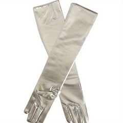 Bright Golden Long Gloves for Prom Party Wedding Bridal Gloves