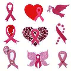 9pcs Love Ribbon Iron On Patches For Men Sew On Embroidered Applique