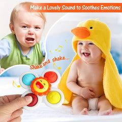 3PCS Suction Cup Fidget Spinner Toys for 1-2 Year Olds