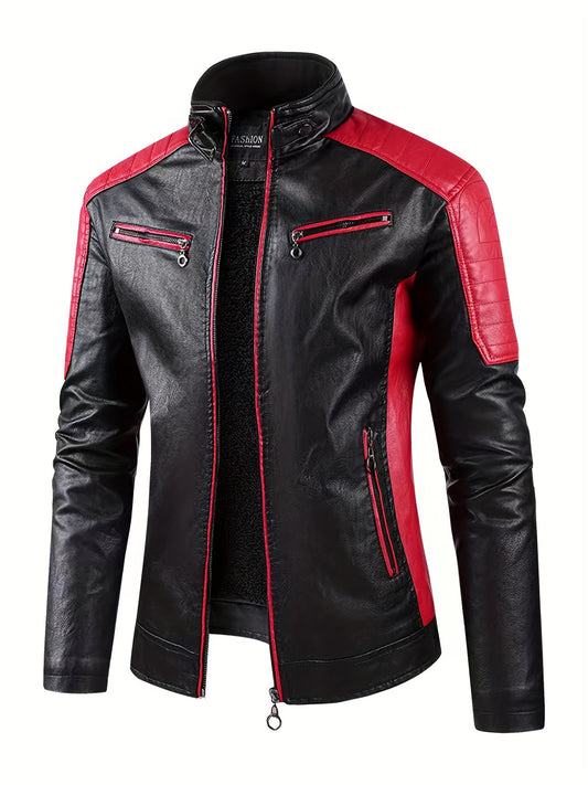 Men's Soft Shell PU Leather Jacket Windproof & Waterproof