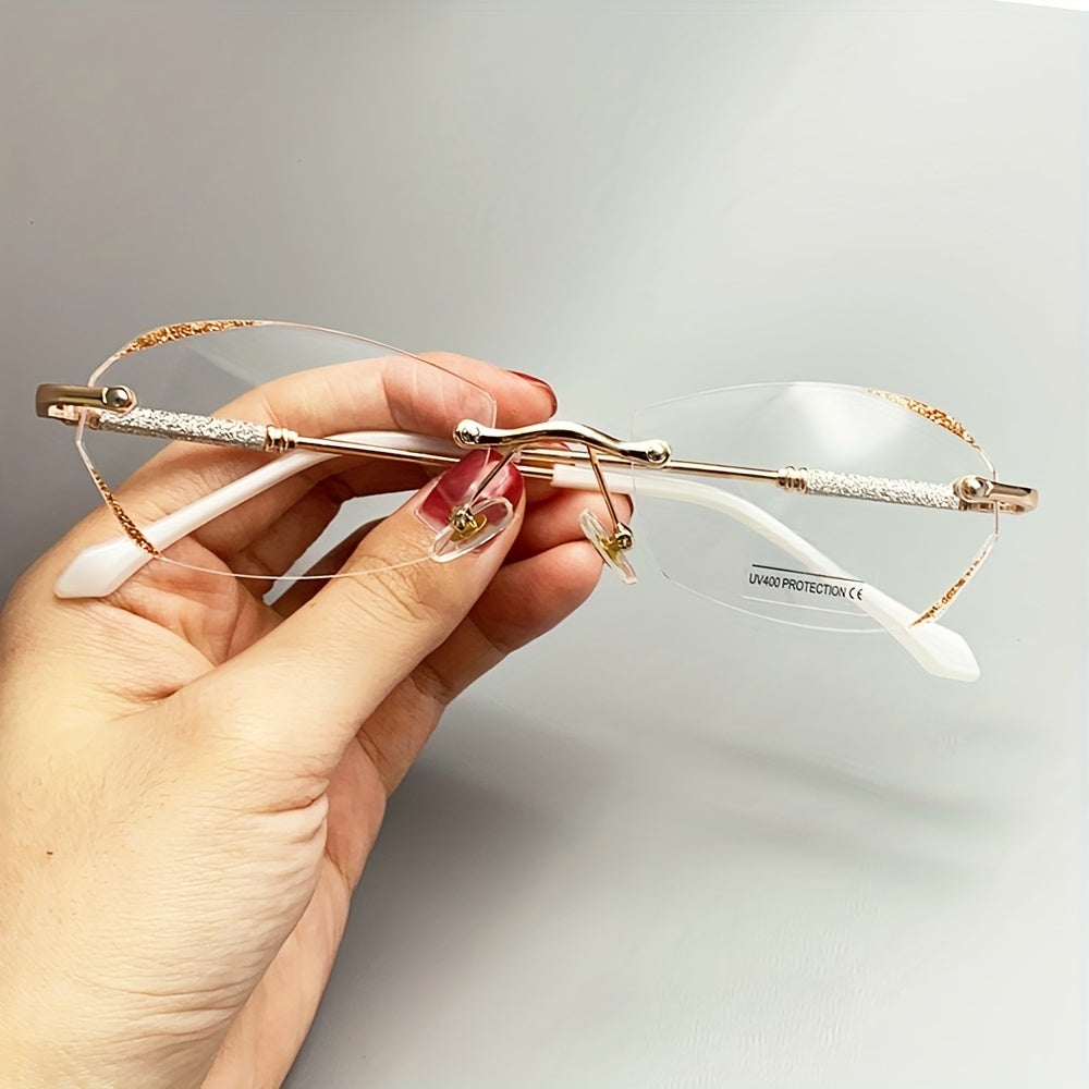Glitter Rhinestone Rimless Glasses Spectacles Frame