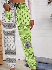  Boho Pants Women's Paisley Print Drawstring Pants