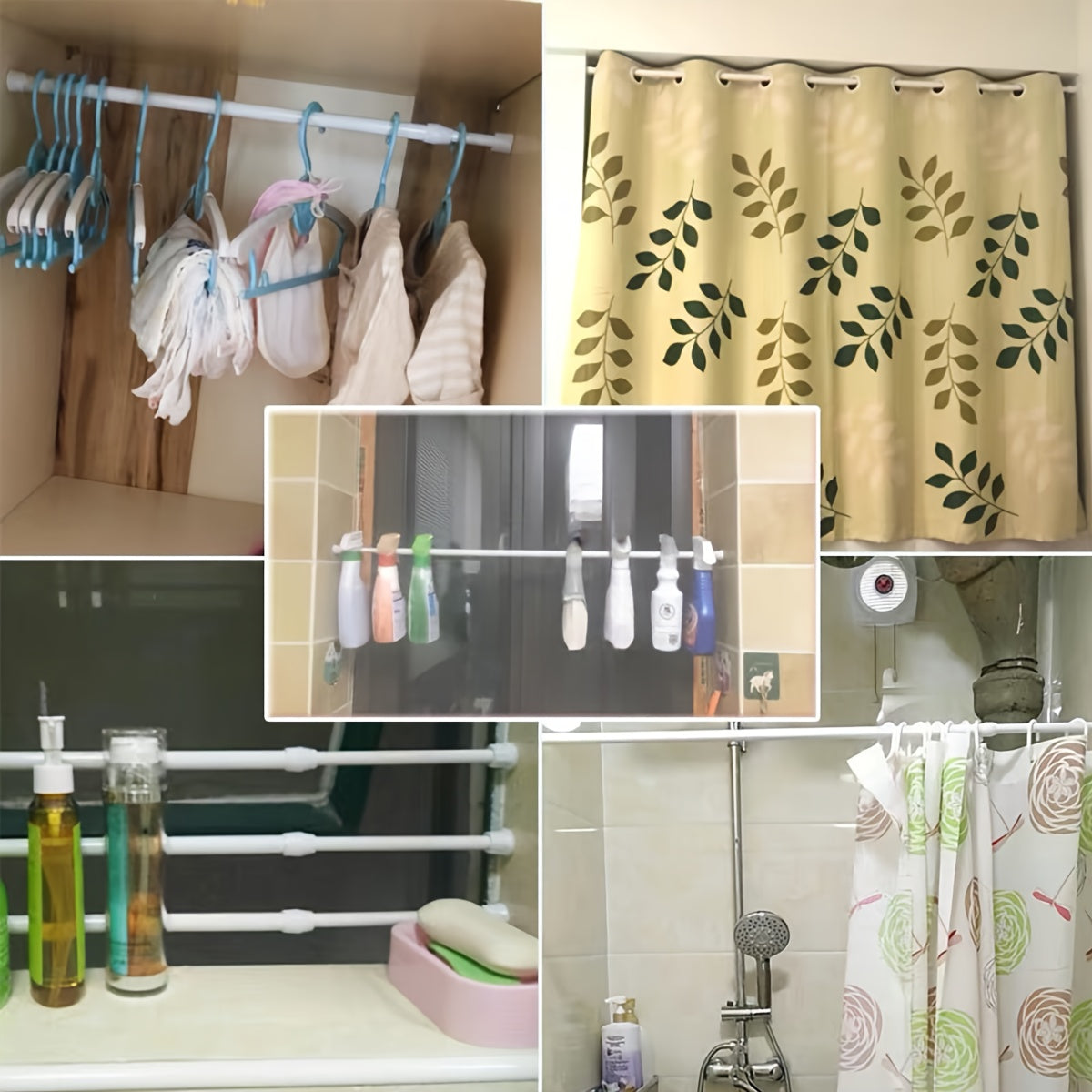 Adjustable Hanging Closet Rod Durable Telescopic Clothes Rod Heavy Duty Rack