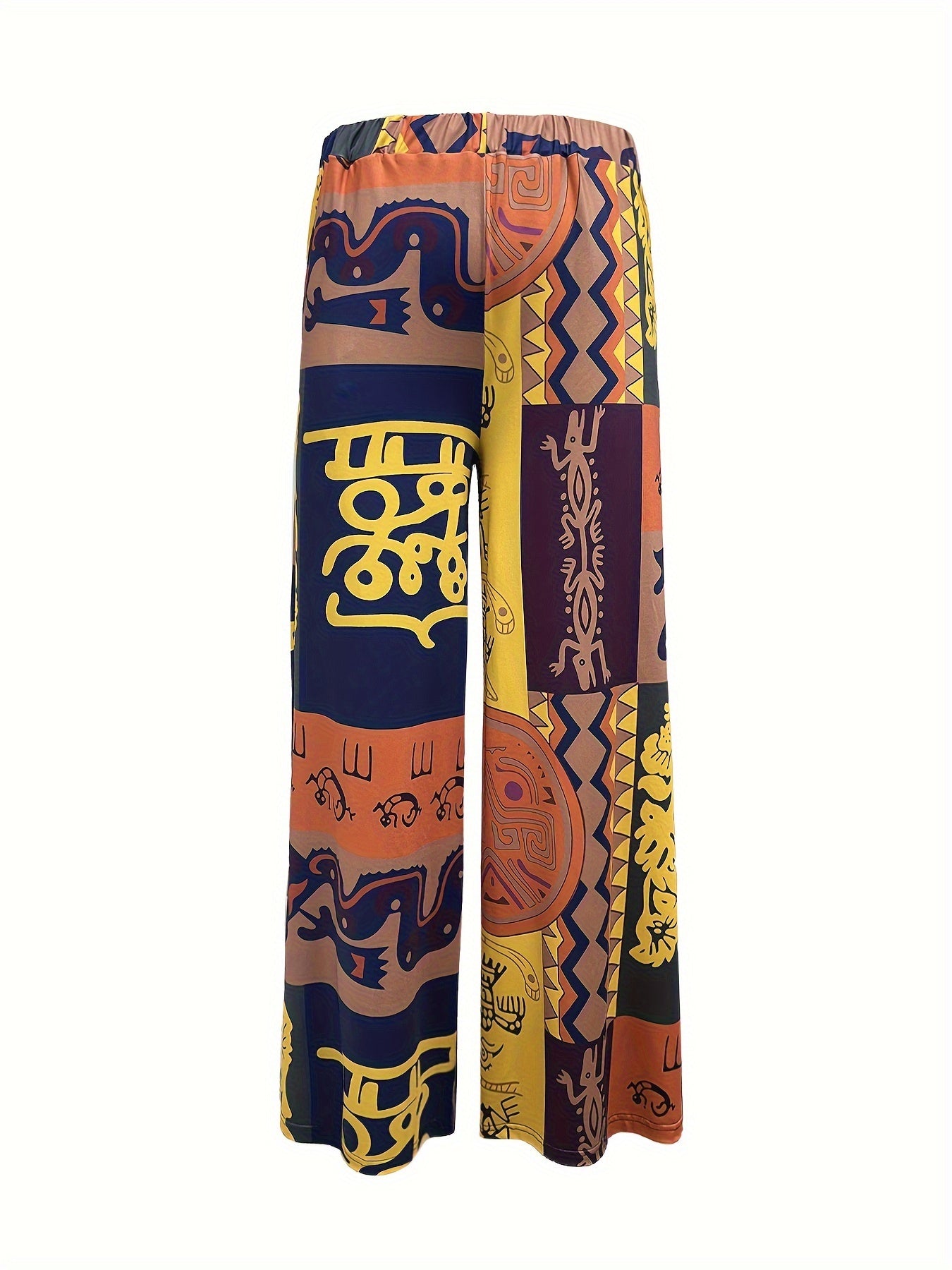 Boho Patchwork Print Wide Leg Trousers