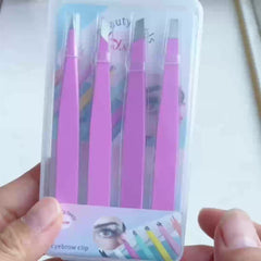 4pcs Stainless Steel Tweezers Set For Ingrown Hair Removal