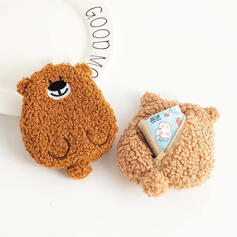 Plush Cartoon Bear Coin Purse, Headphone Case, Lipstick Storage Bag