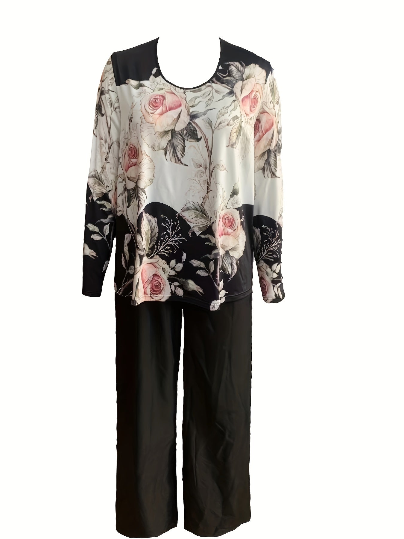 Women's Plus Floral Print Top & Pants Set